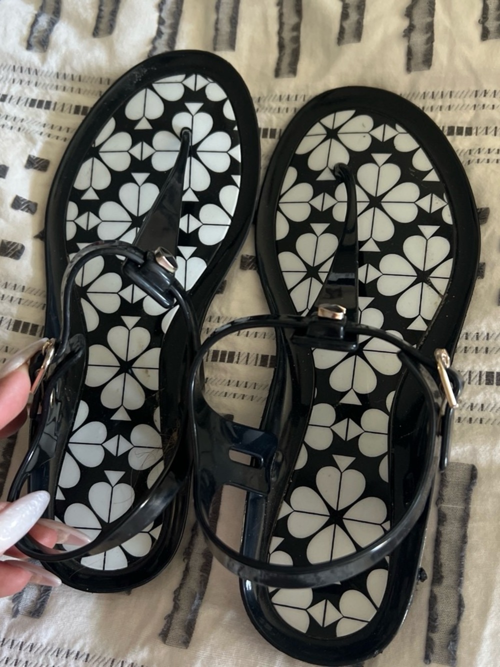 kate spade Black and White Floral Jelly Sandals